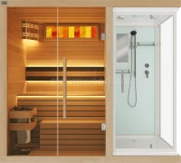 Двухместная финская сауна  Luxury из кедра с Душевой кабиной