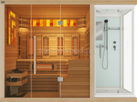 Четырехместная комбинированная сауна Luxury  из кедра с Душевой кабиной