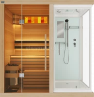 Одноместная финская сауна Luxury из кедра с Душевой кабиной