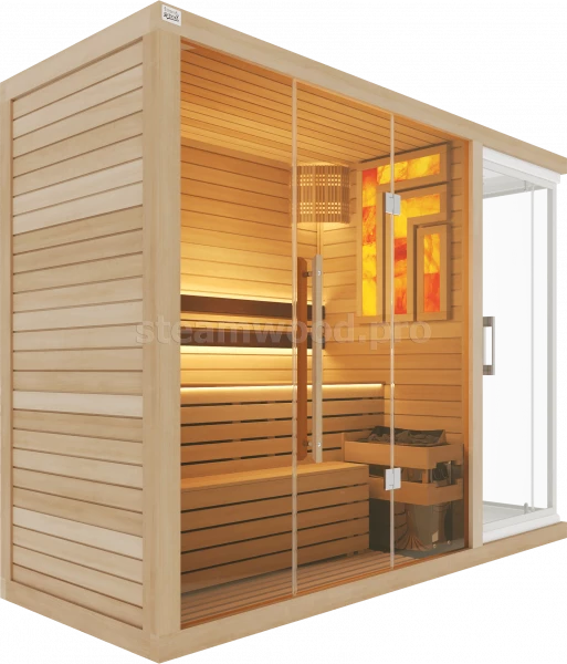 Трехместная финская сауна Luxury из кедра с Душевой кабиной