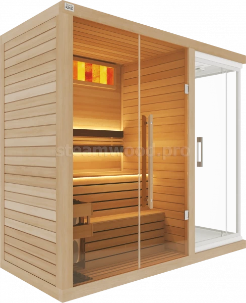 Двухместная финская сауна  Luxury из кедра с Душевой кабиной
